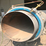 Pipe cutter setup and ready to cut