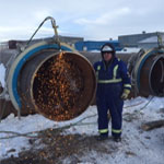 Large diameter pipe cut by day